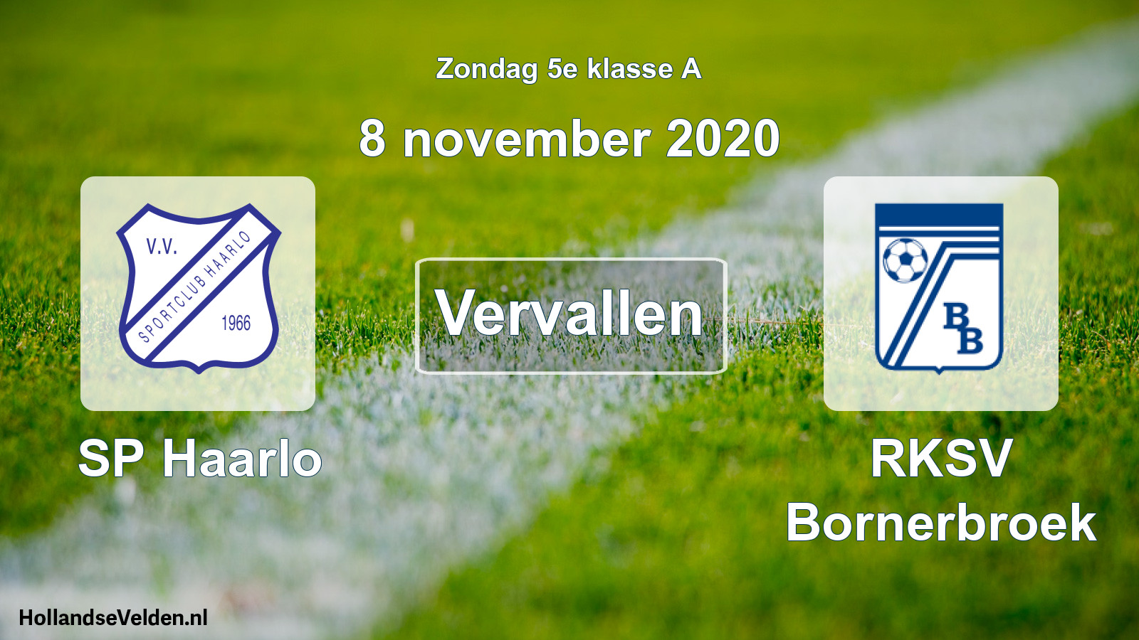 Scheduled Match: SP Haarlo - RKSV Bornerbroek (8 November 2020)