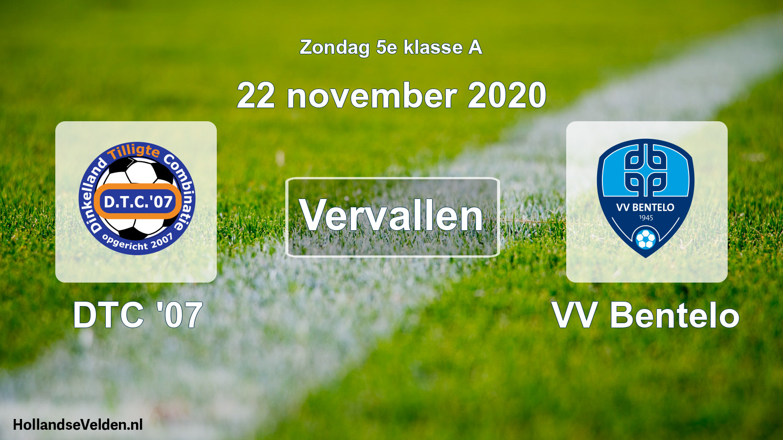 Scheduled Match: DTC '07 - VV Bentelo (22 November 2020)