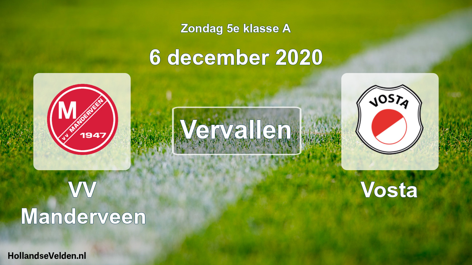 Scheduled Match: VV Manderveen - Vosta (6 December 2020)