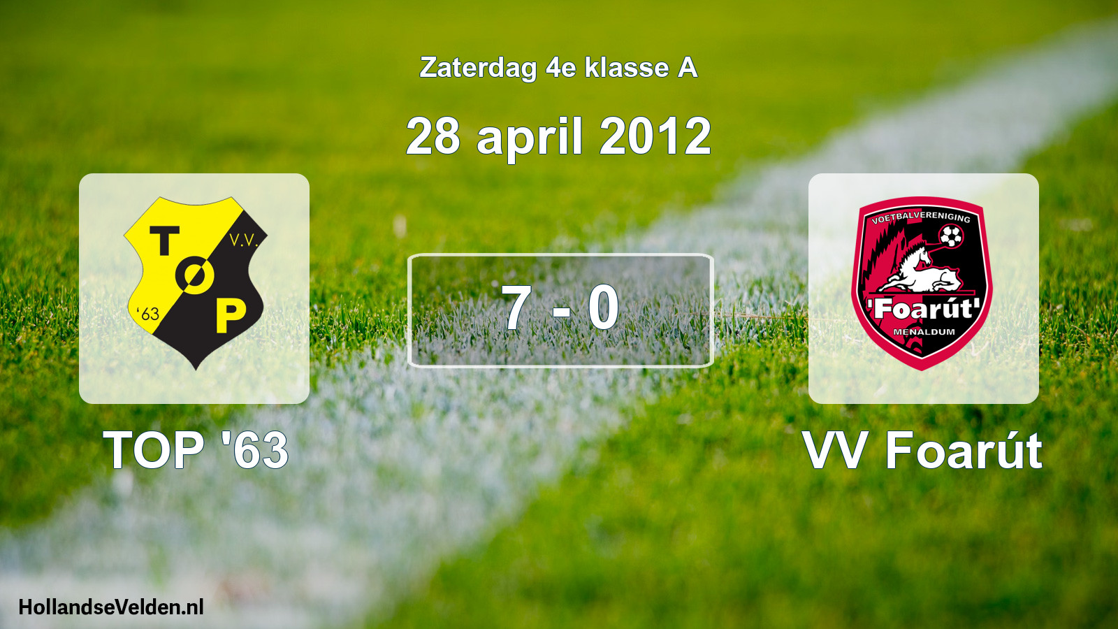 Total number of matches played: TOP '63 - VV Foarút 7 - 0 (28 April 2012)