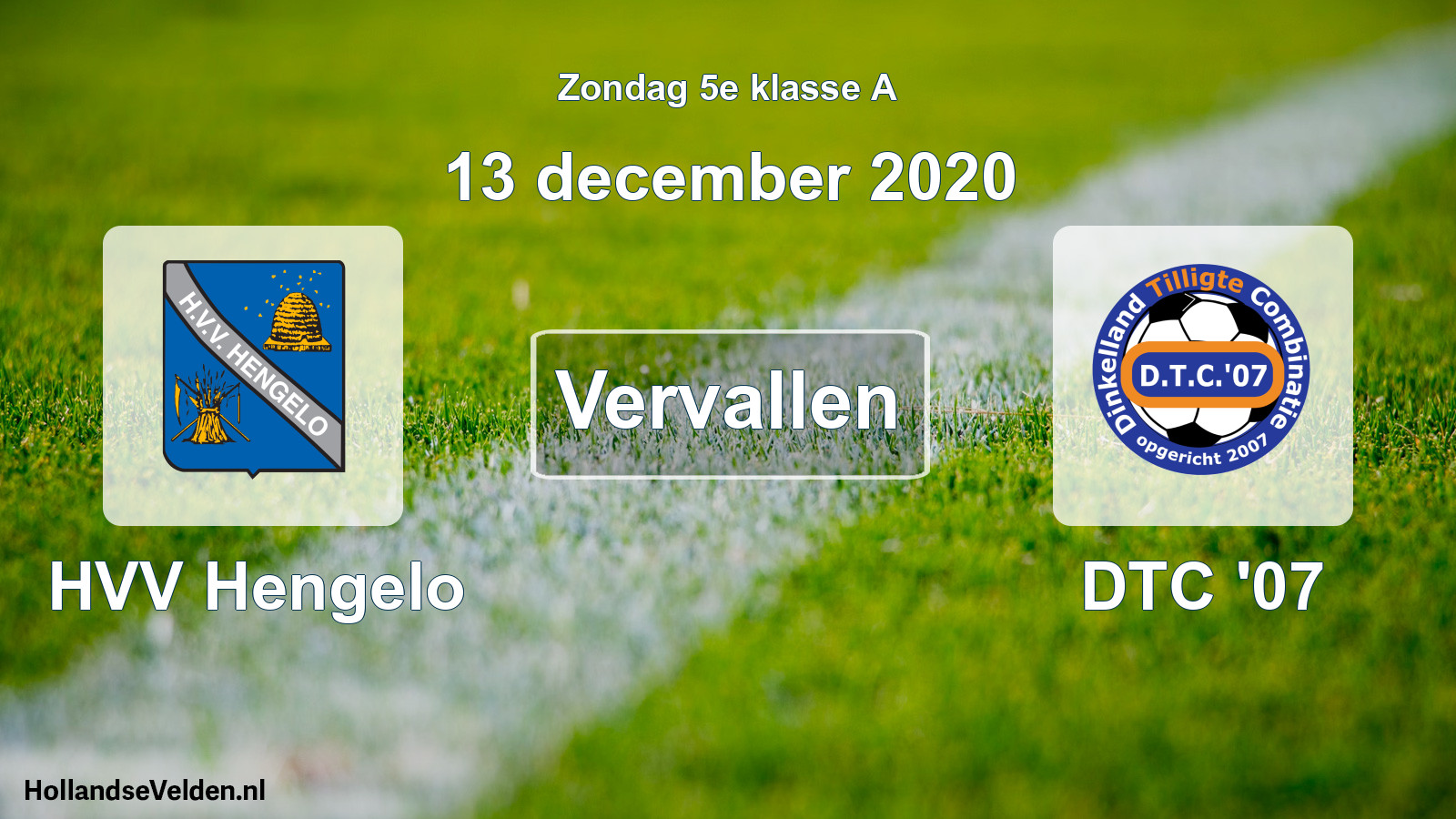 Scheduled Match: HVV Hengelo - DTC '07 (13 December 2020)