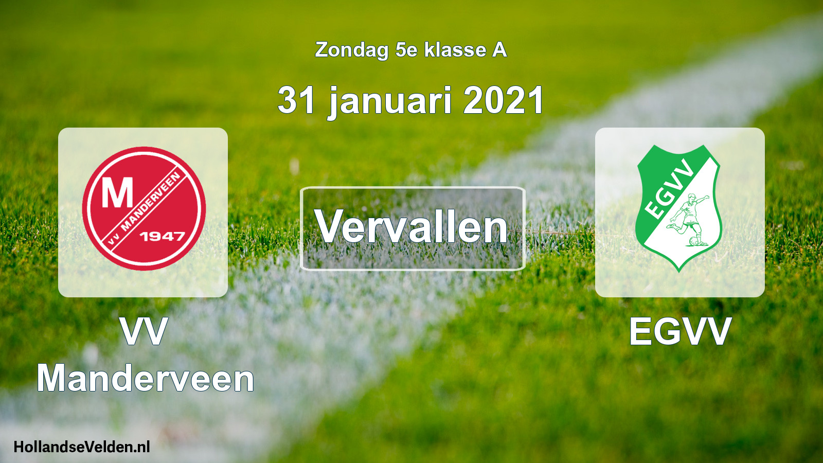 Scheduled Match: VV Manderveen - EGVV (31 January 2021)