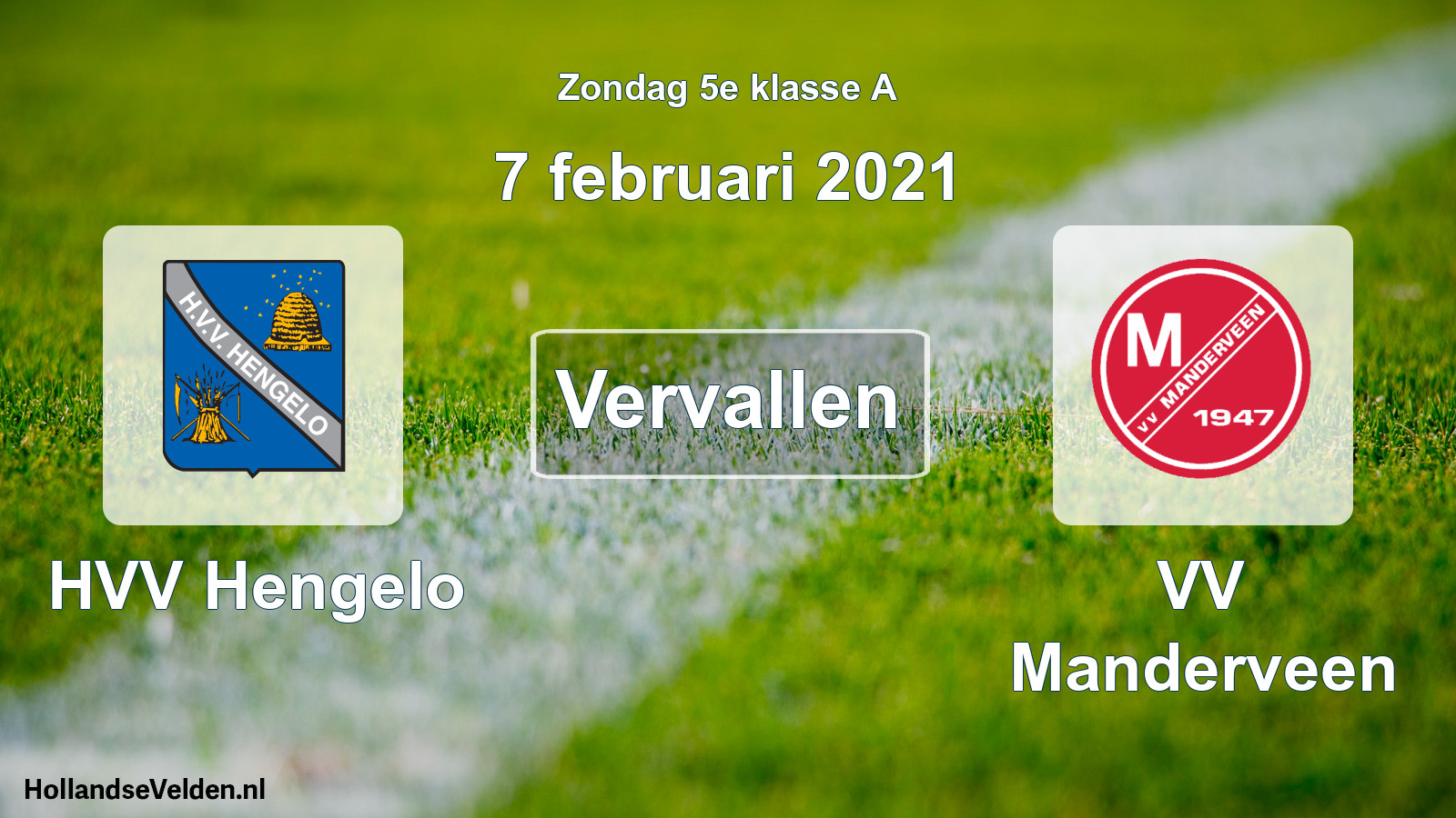 Scheduled Match: HVV Hengelo - VV Manderveen (7 February 2021)