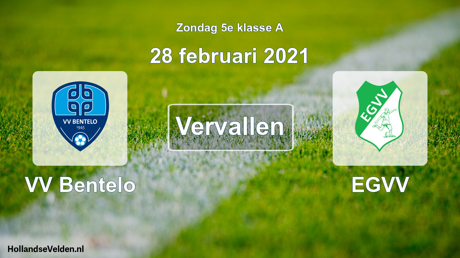 Scheduled Match: VV Bentelo - EGVV (28 February 2021)