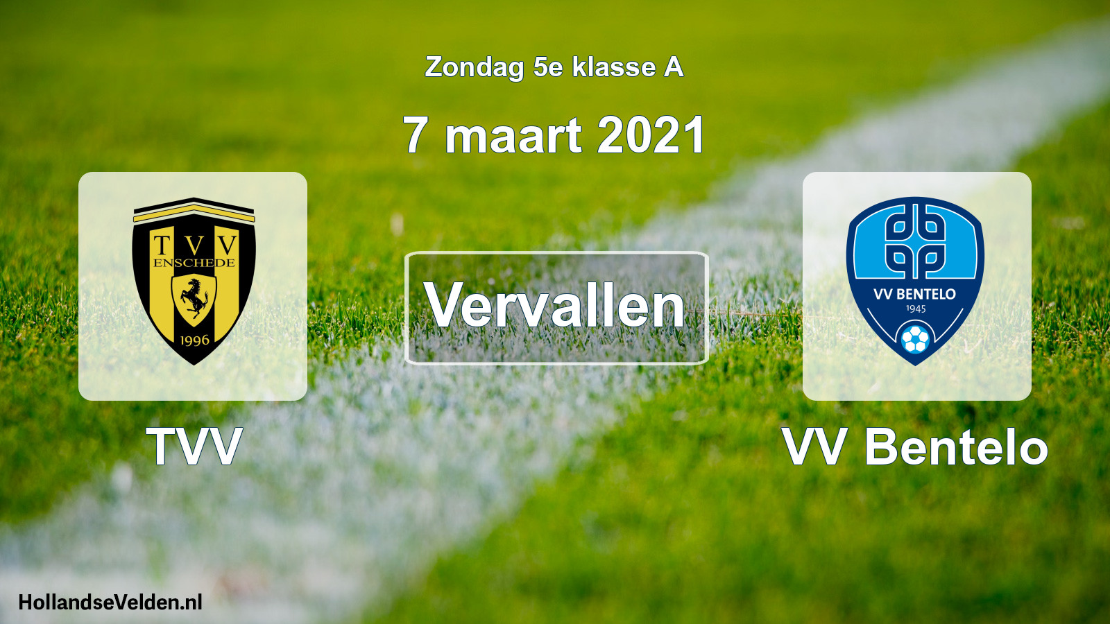 Scheduled Match: TVV - VV Bentelo (7 March 2021)