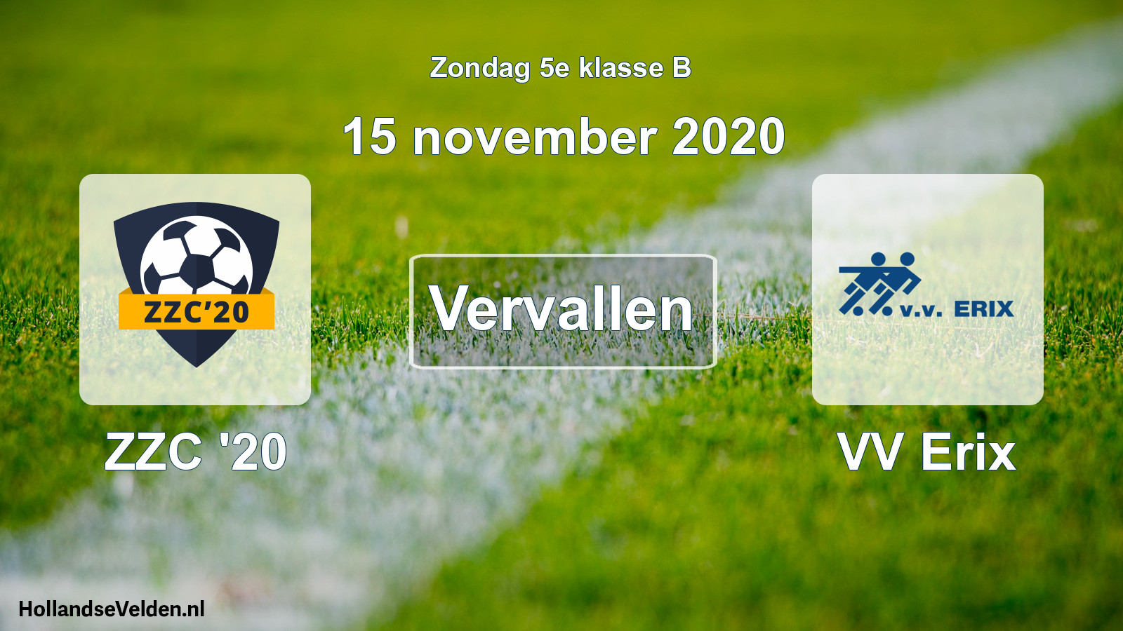 Scheduled Match: ZZC '20 - VV Erix (15 November 2020)