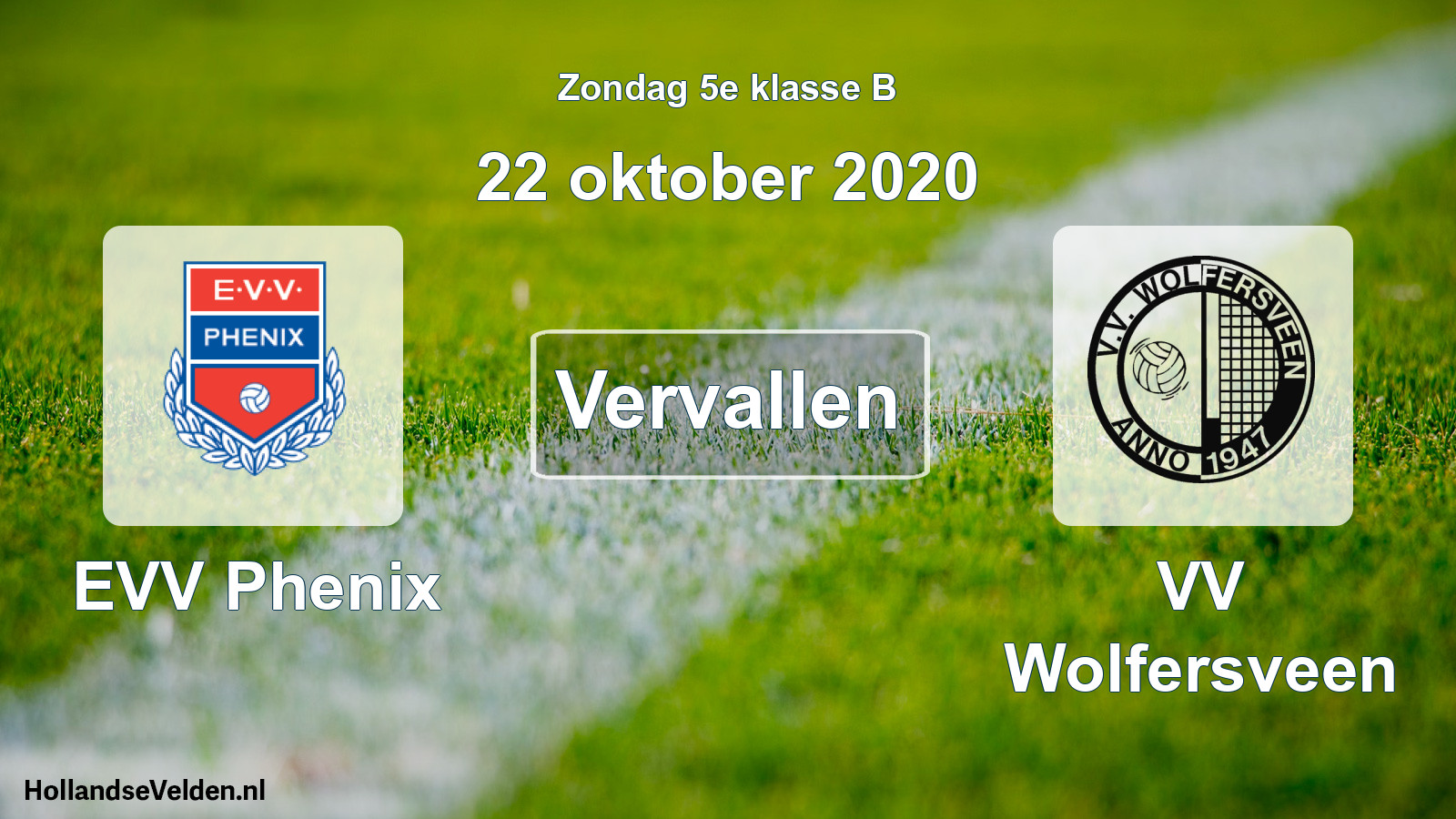 Scheduled Match: EVV Phenix - VV Wolfersveen (22 October 2020)