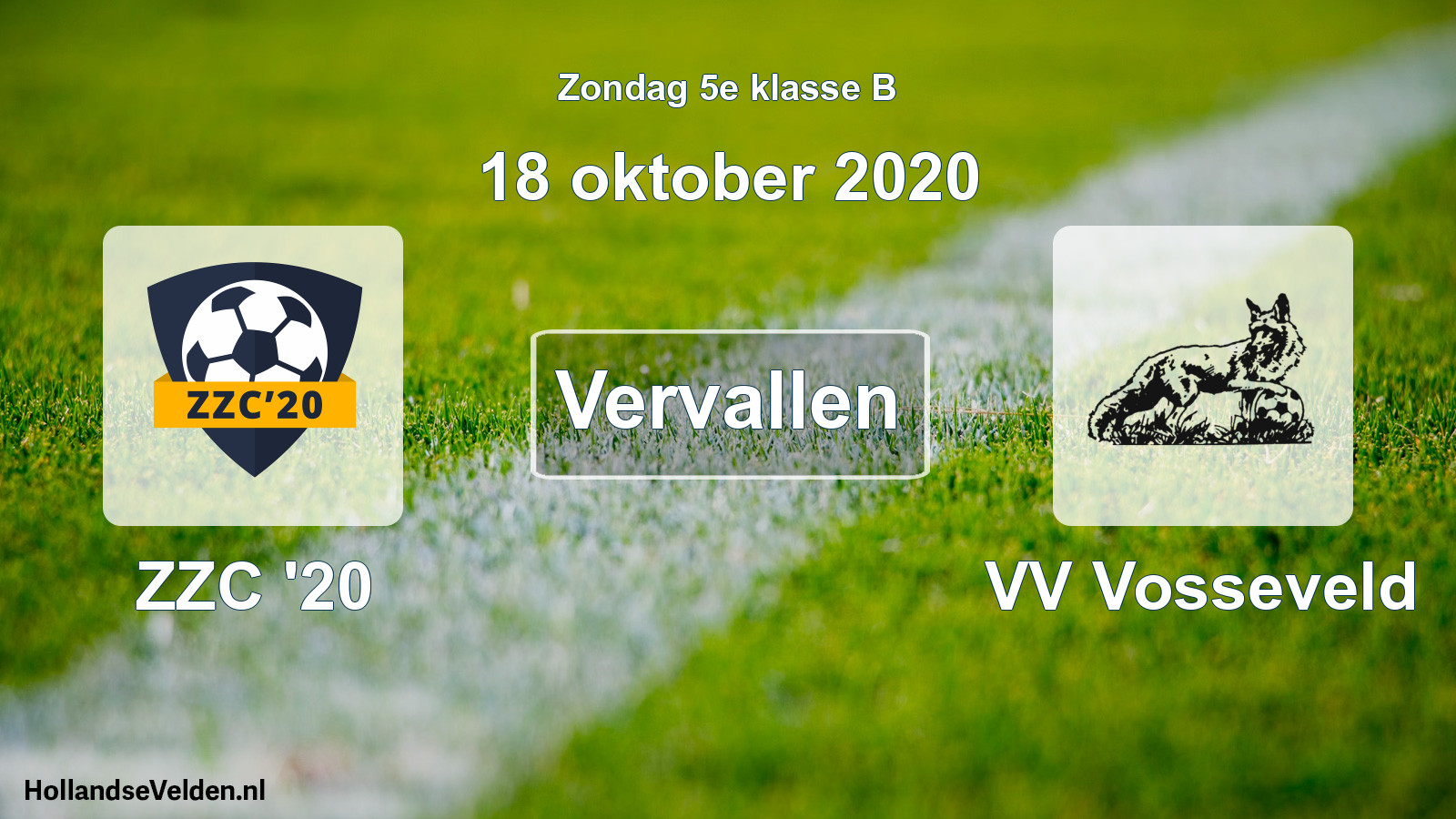 Scheduled Match: ZZC '20 - VV Vosseveld (18 October 2020)