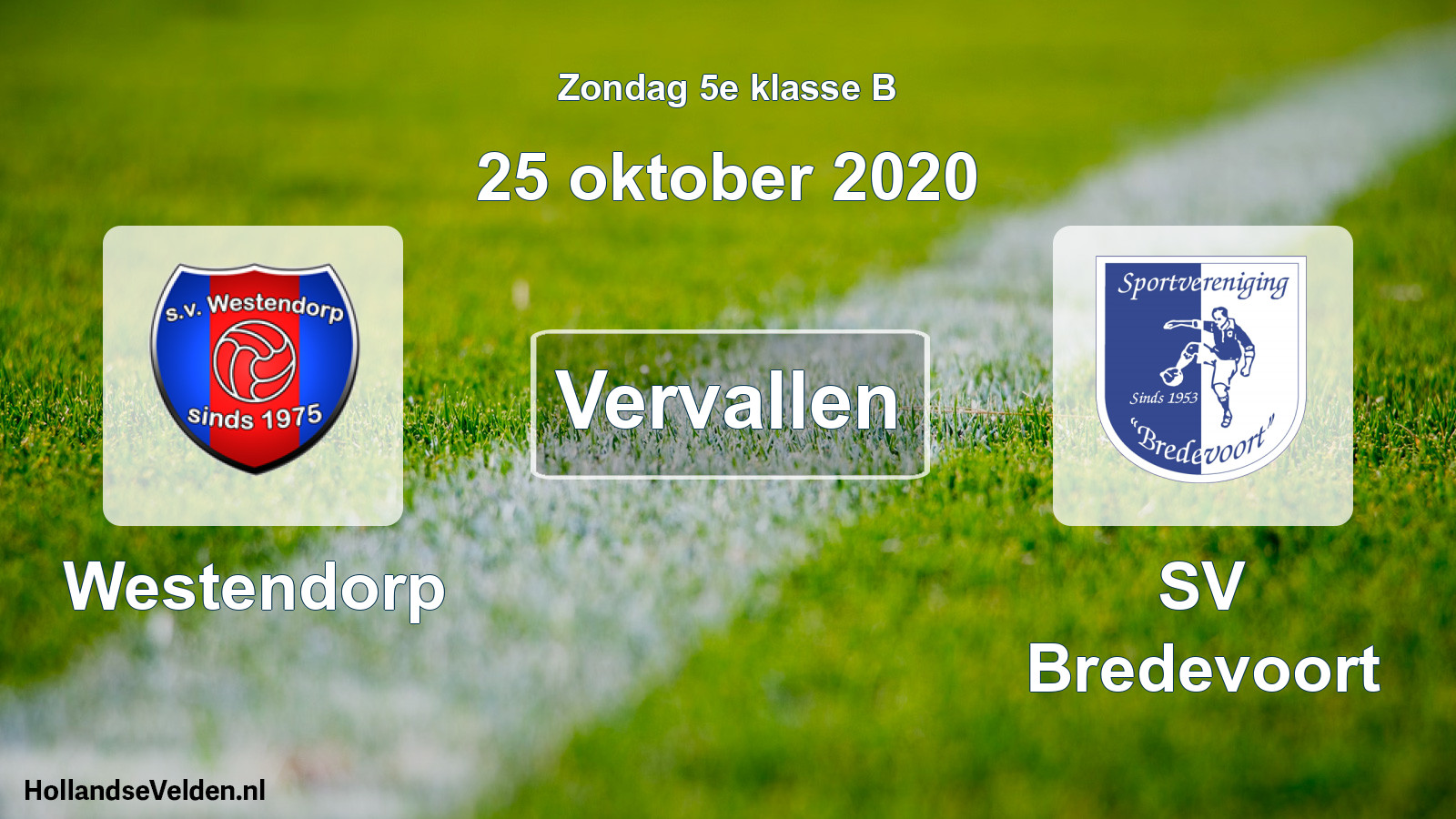 Scheduled Match: Westendorp - SV Bredevoort (25 October 2020)