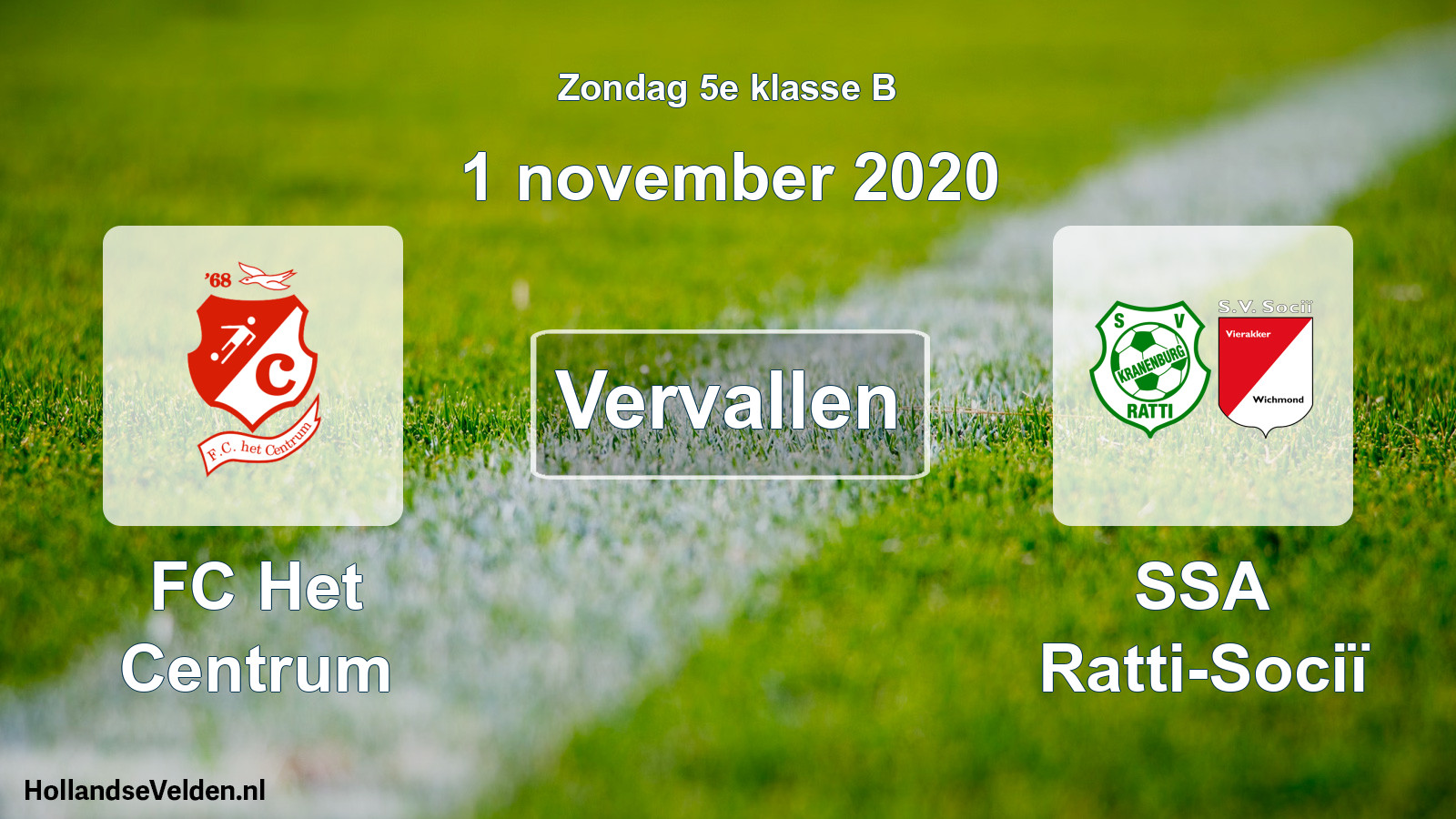 Scheduled Match: FC Het Centrum - SSA Ratti-Sociï (1 November 2020)