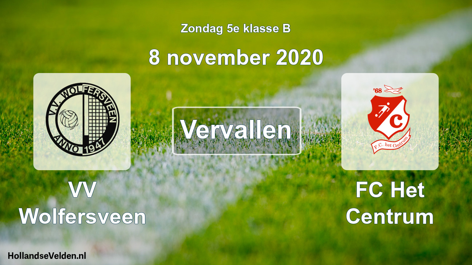 Scheduled Match: VV Wolfersveen - FC Het Centrum (8 November 2020)