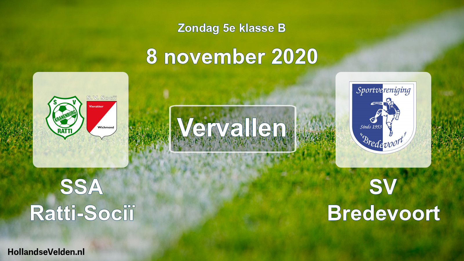 Scheduled Match: SSA Ratti-Sociï - SV Bredevoort (8 November 2020)