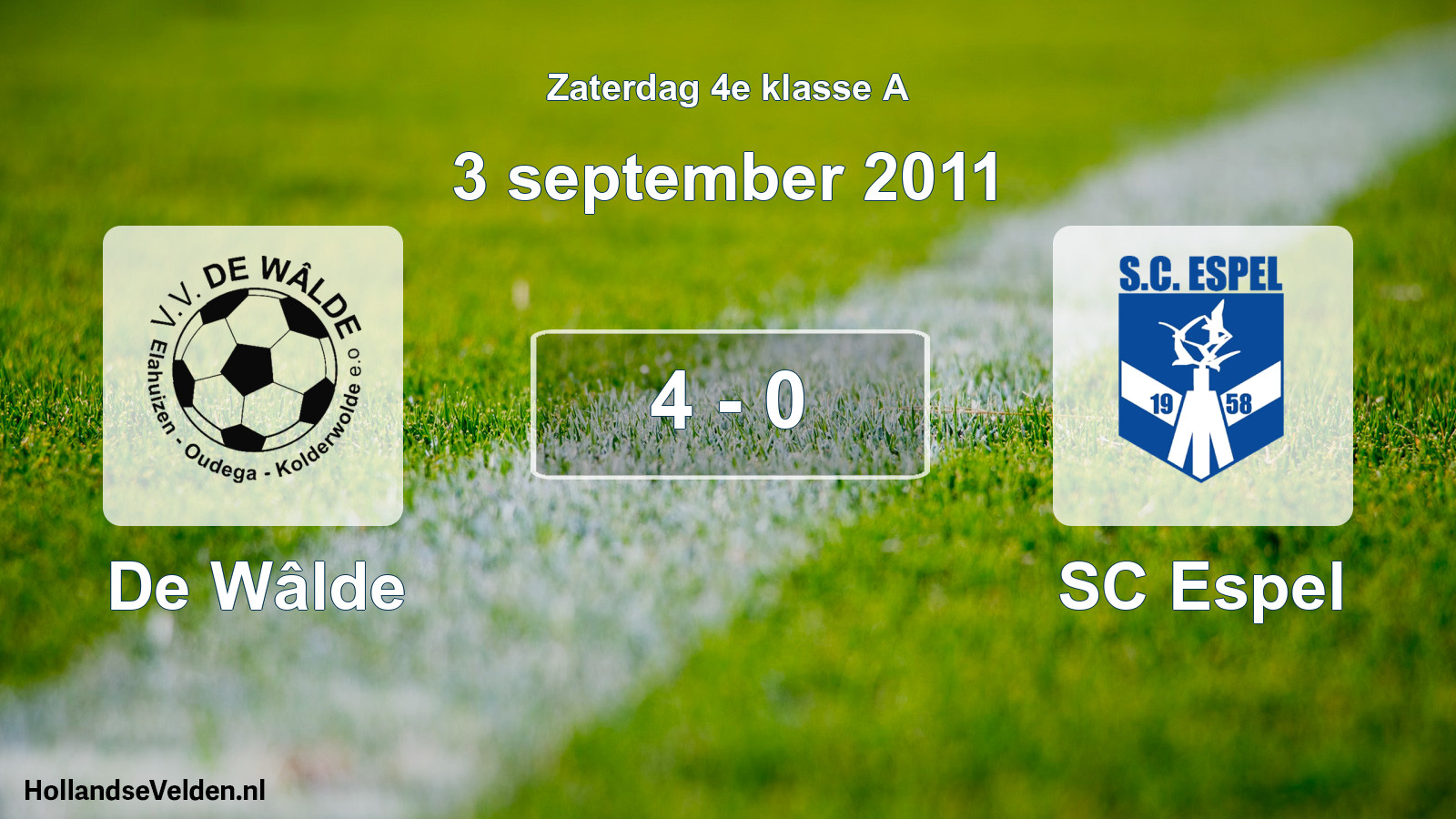 Total number of matches played: De Wâlde - SC Espel 4 - 0 (3 September 2011)