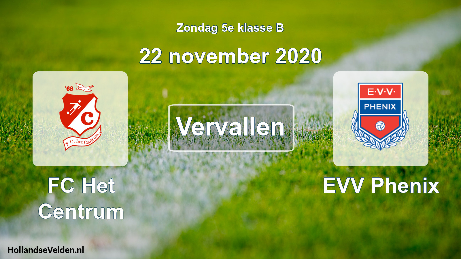 Scheduled Match: FC Het Centrum - EVV Phenix (22 November 2020)