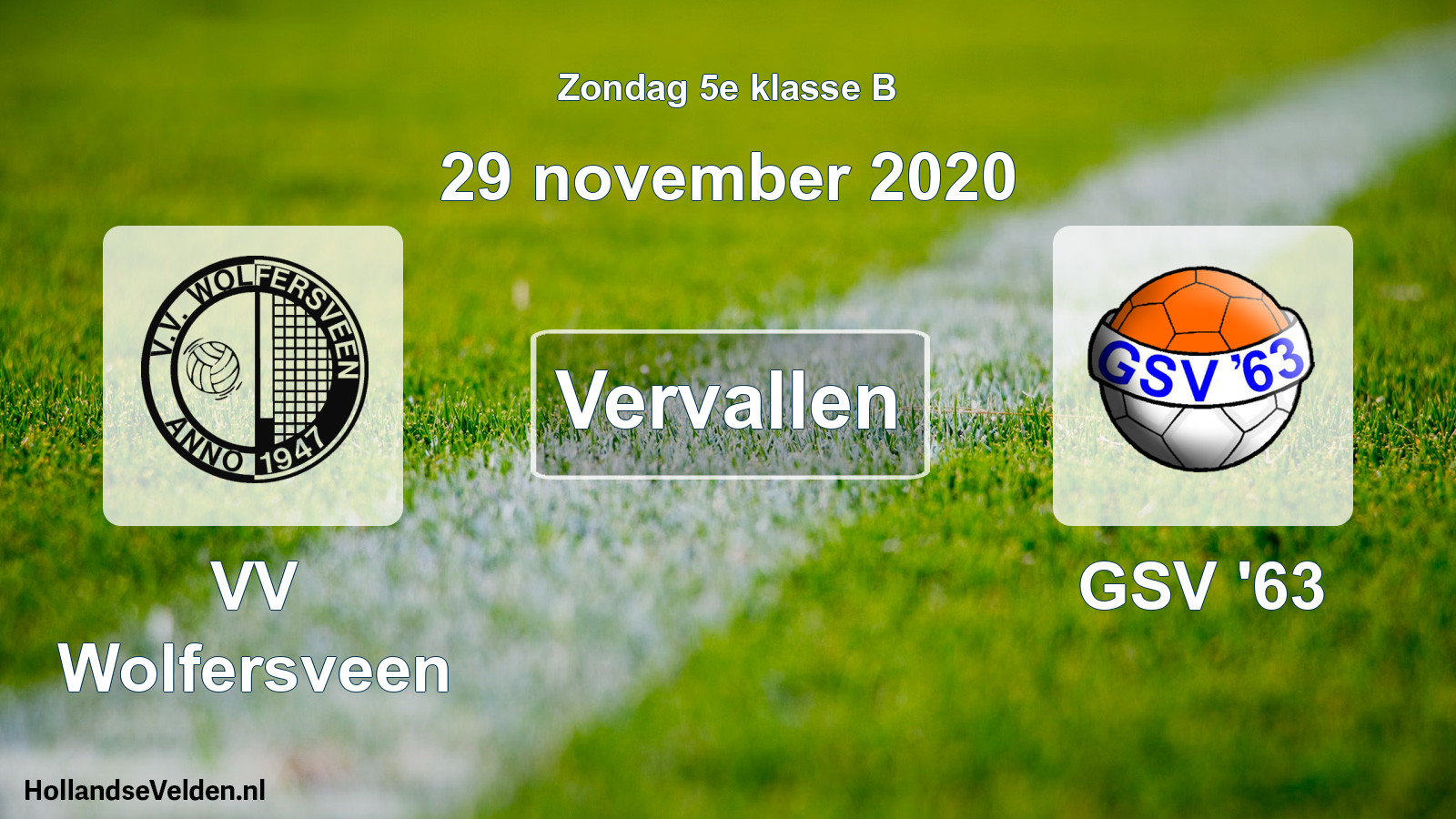 Scheduled Match: VV Wolfersveen - GSV '63 (29 November 2020)