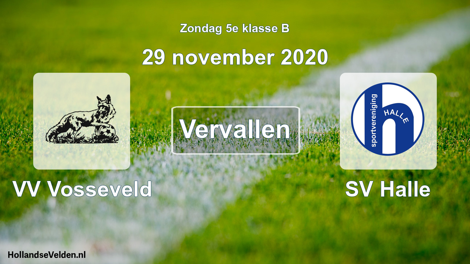 Scheduled Match: VV Vosseveld - SV Halle (29 November 2020)