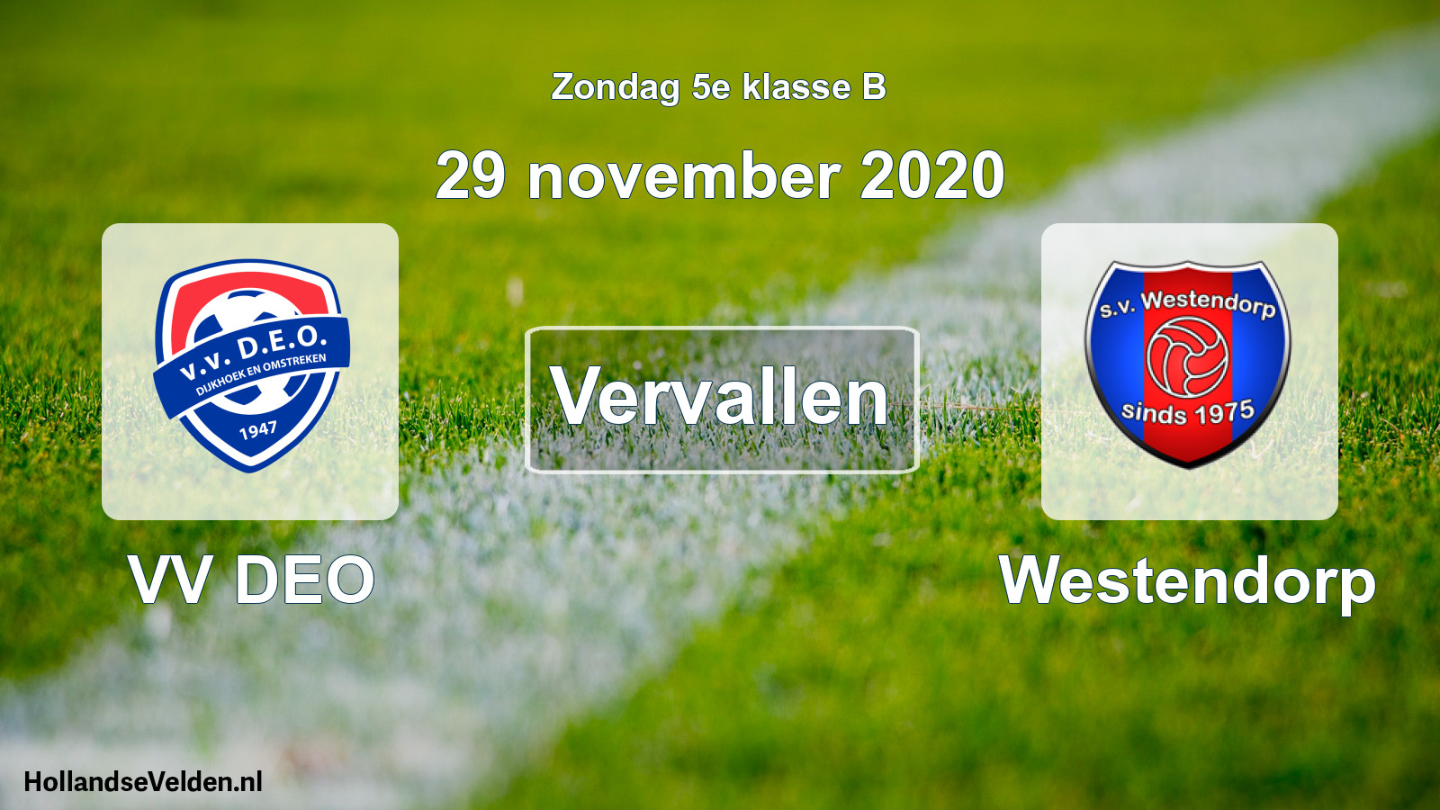 Scheduled Match: VV DEO - Westendorp (29 November 2020)