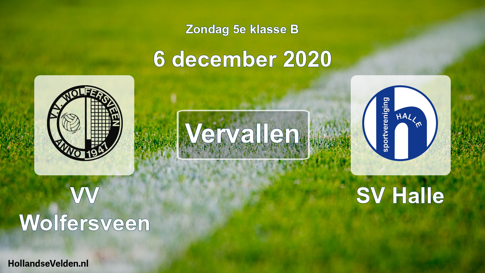 Scheduled Match: VV Wolfersveen - SV Halle (6 December 2020)