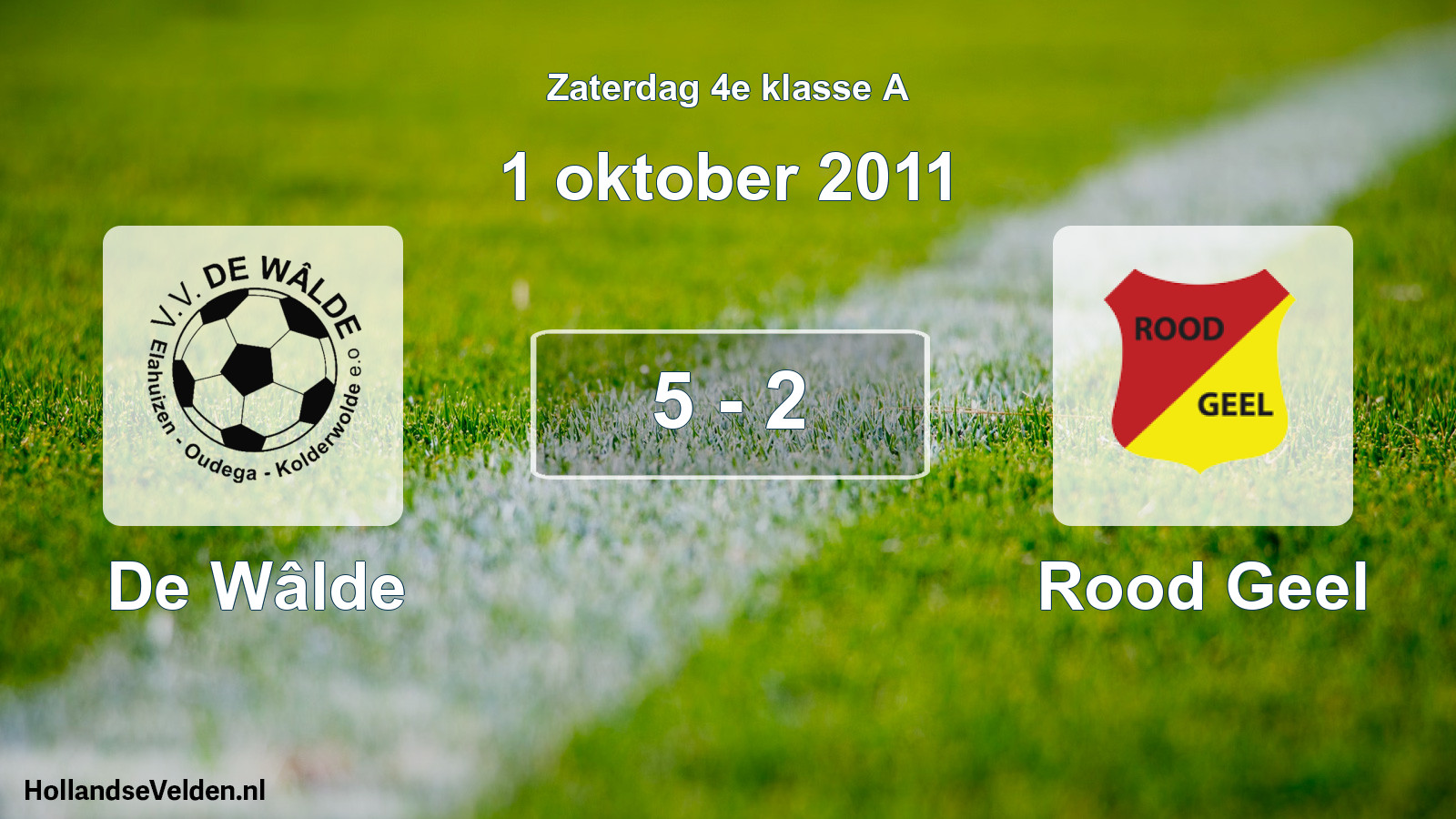 Total number of matches played: De Wâlde - Rood Geel 5 - 2 (1 October 2011)