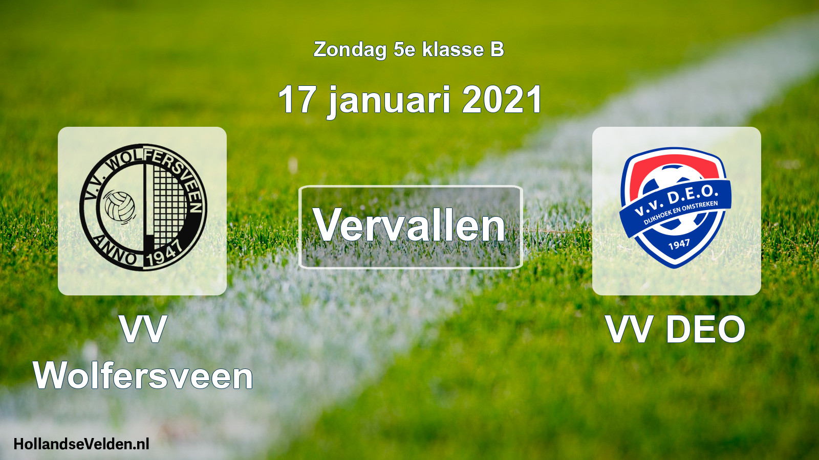 Scheduled Match: VV Wolfersveen - VV DEO (17 January 2021)