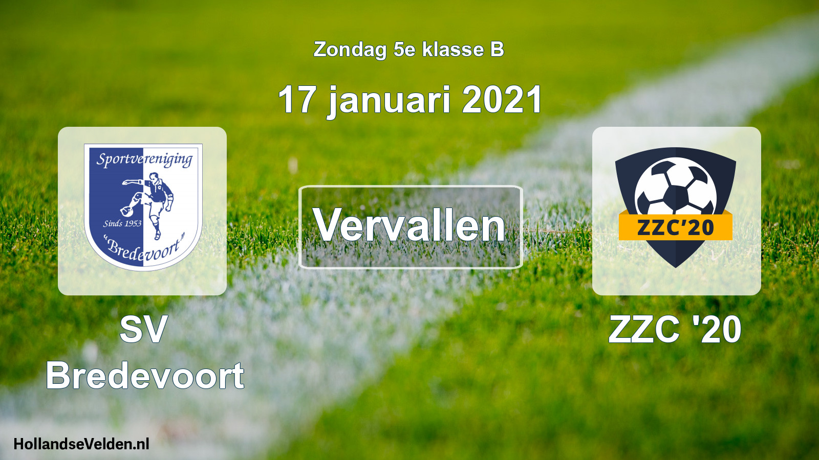 Scheduled Match: SV Bredevoort - ZZC '20 (17 January 2021)