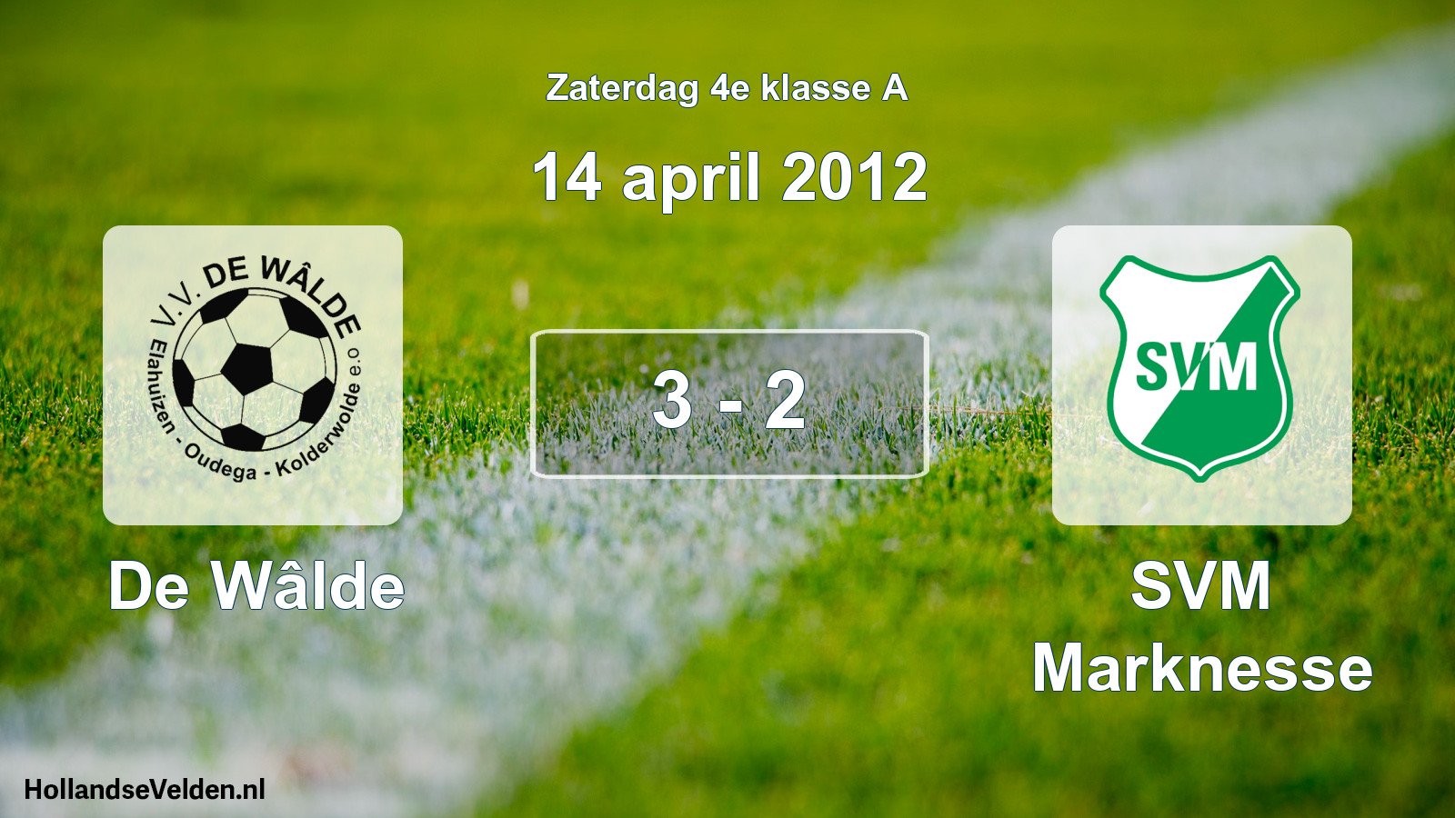 Total number of matches played: De Wâlde - SVM Marknesse 3 - 2 (14 April 2012)