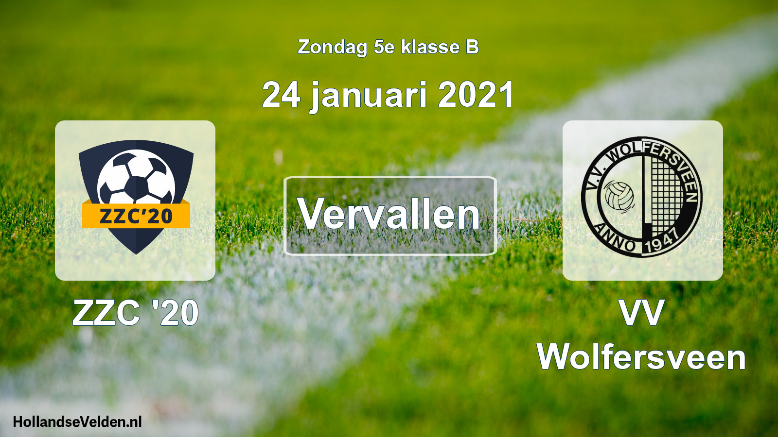 Scheduled Match: ZZC '20 - VV Wolfersveen (24 January 2021)