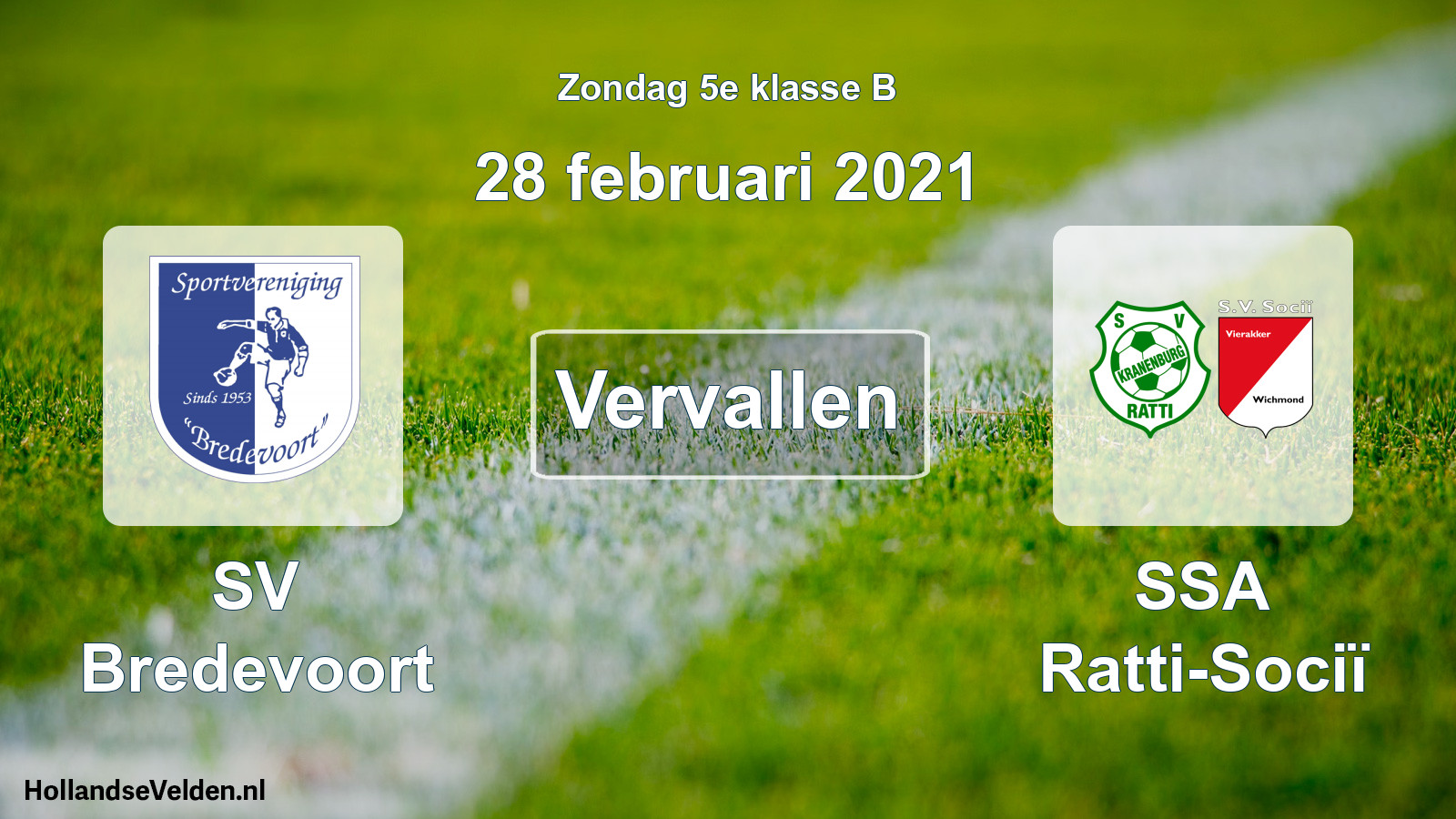 Scheduled Match: SV Bredevoort - SSA Ratti-Sociï (28 February 2021)
