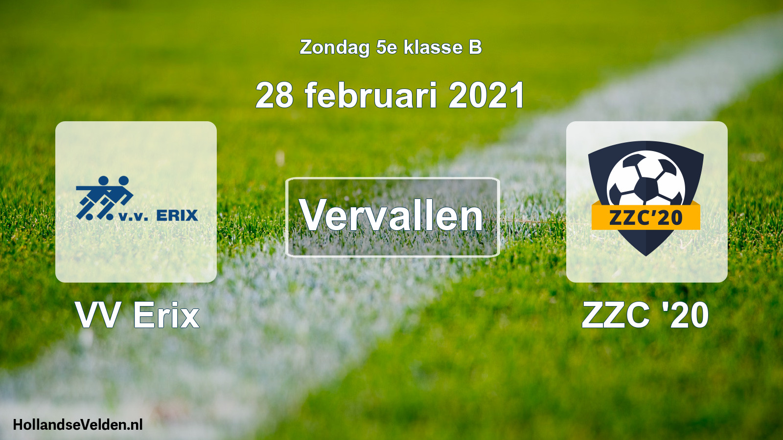Scheduled Match: VV Erix - ZZC '20 (28 February 2021)