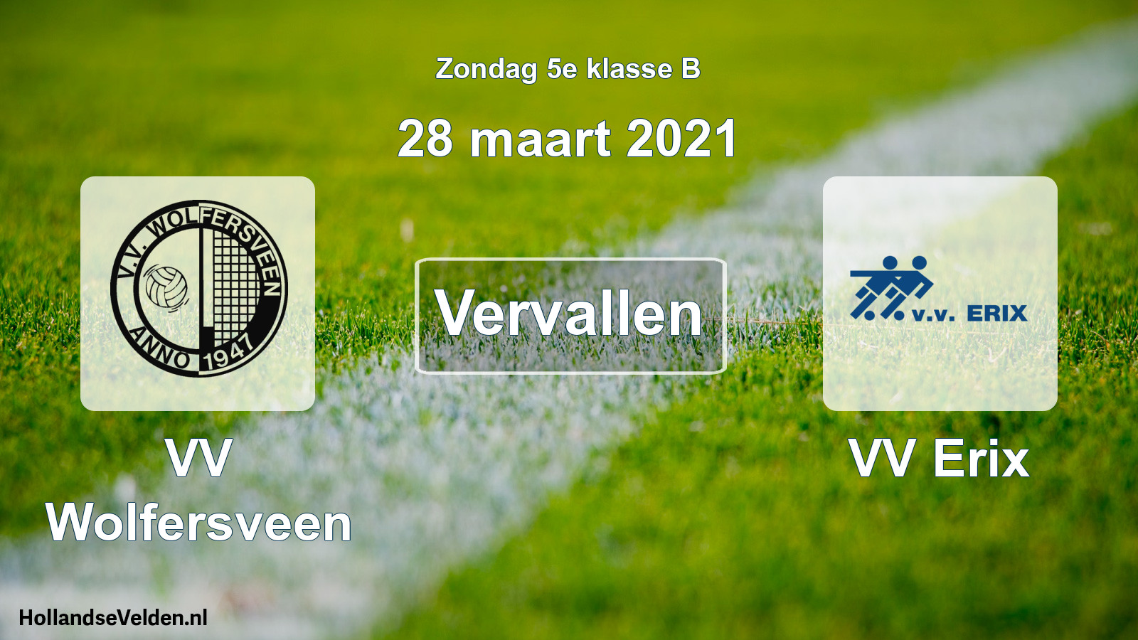 Scheduled Match: VV Wolfersveen - VV Erix (28 March 2021)