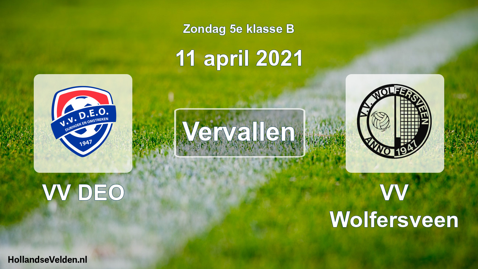 Scheduled Match: VV DEO - VV Wolfersveen (11 April 2021)
