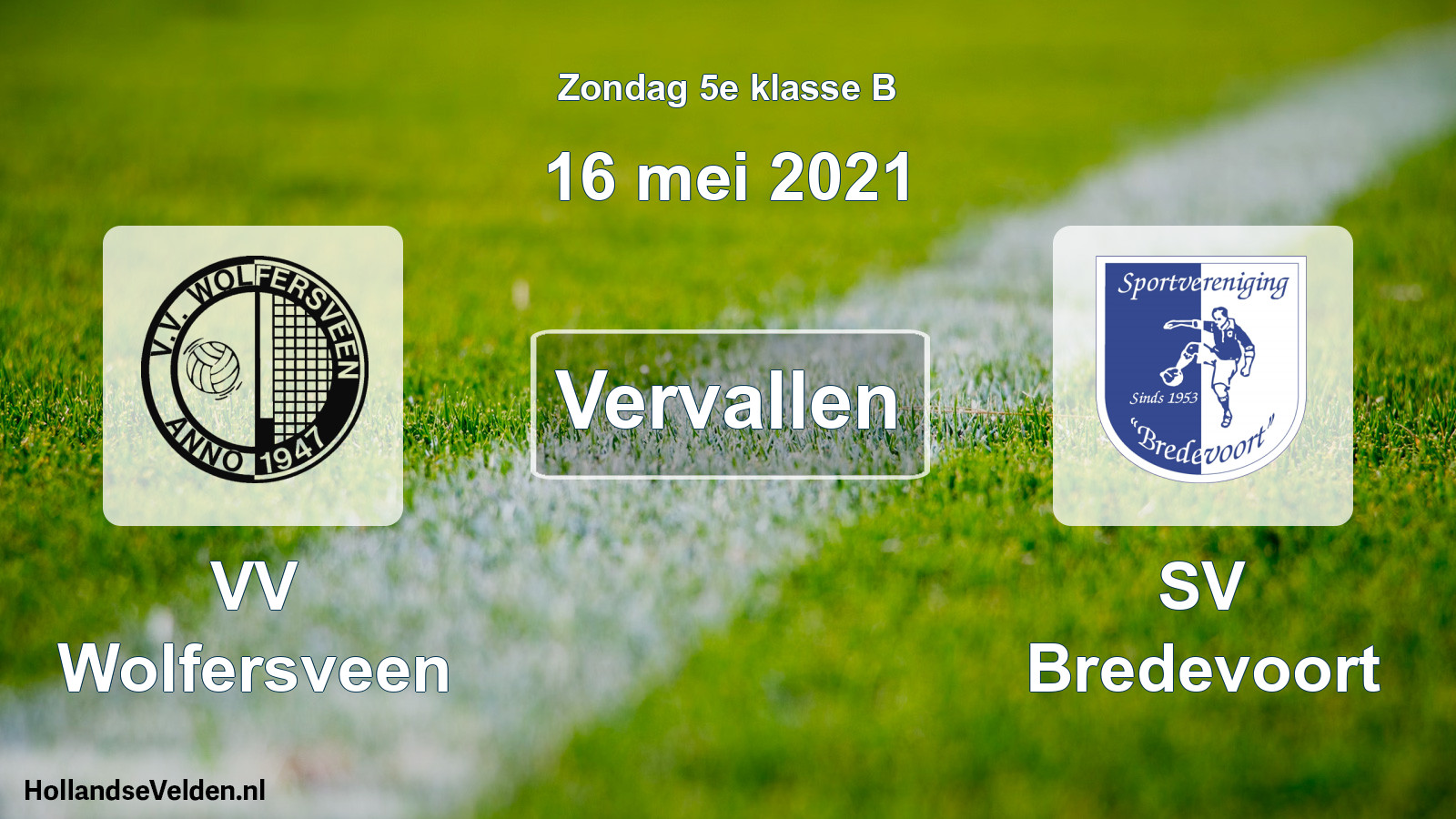 Scheduled Match: VV Wolfersveen - SV Bredevoort (16 May 2021)