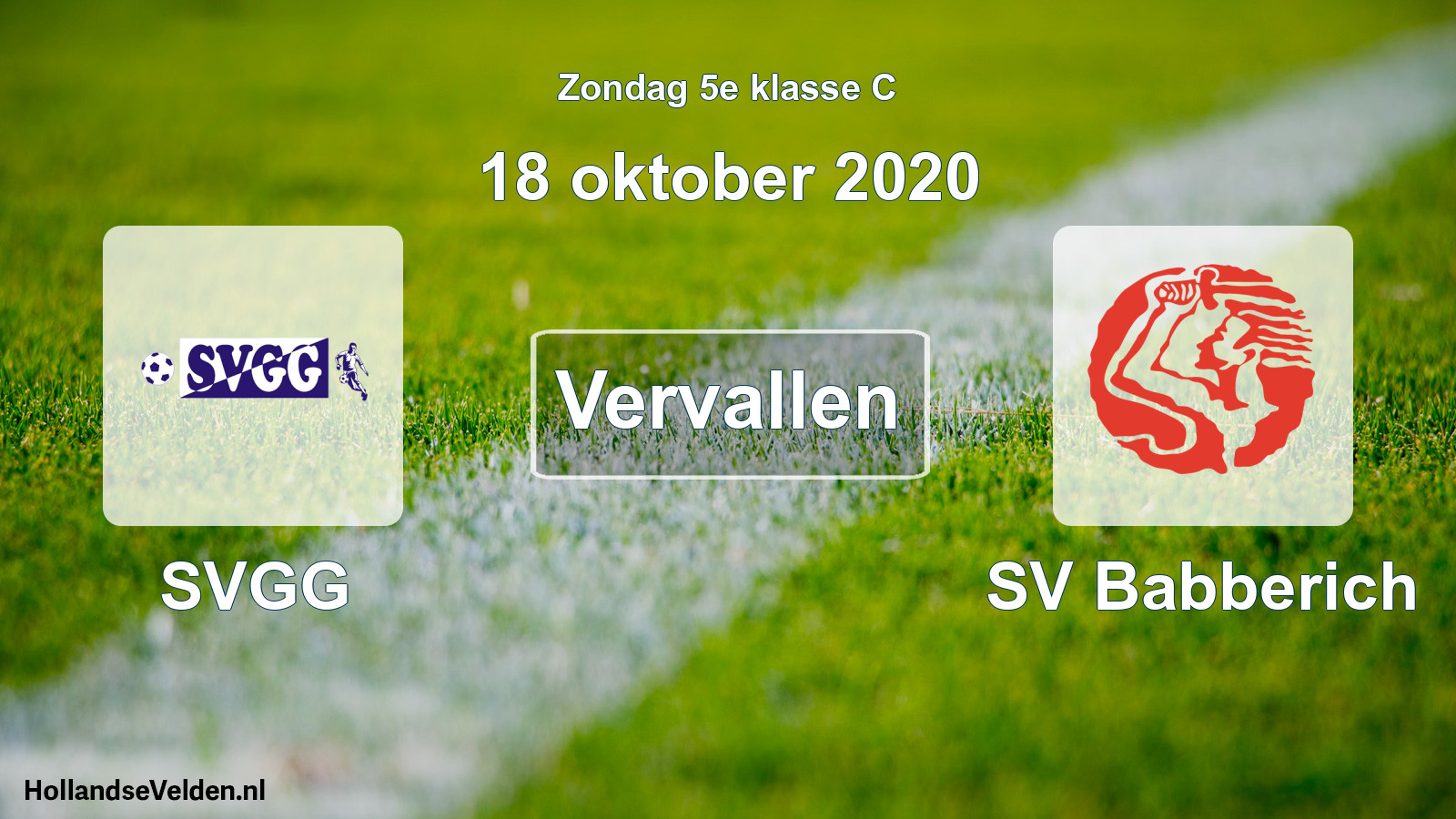 Scheduled Match: SVGG - SV Babberich (18 October 2020)