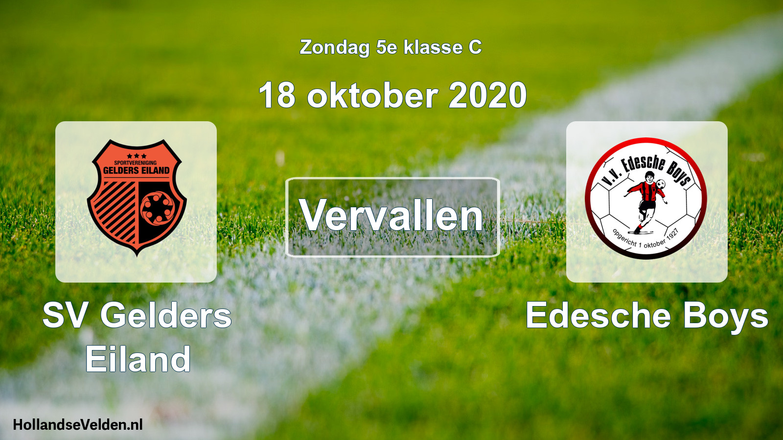 Scheduled Match: SV Gelders Eiland - Edesche Boys (18 October 2020)