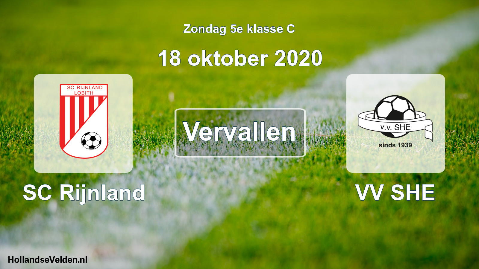 Scheduled Match: SC Rijnland - VV SHE (18 October 2020)