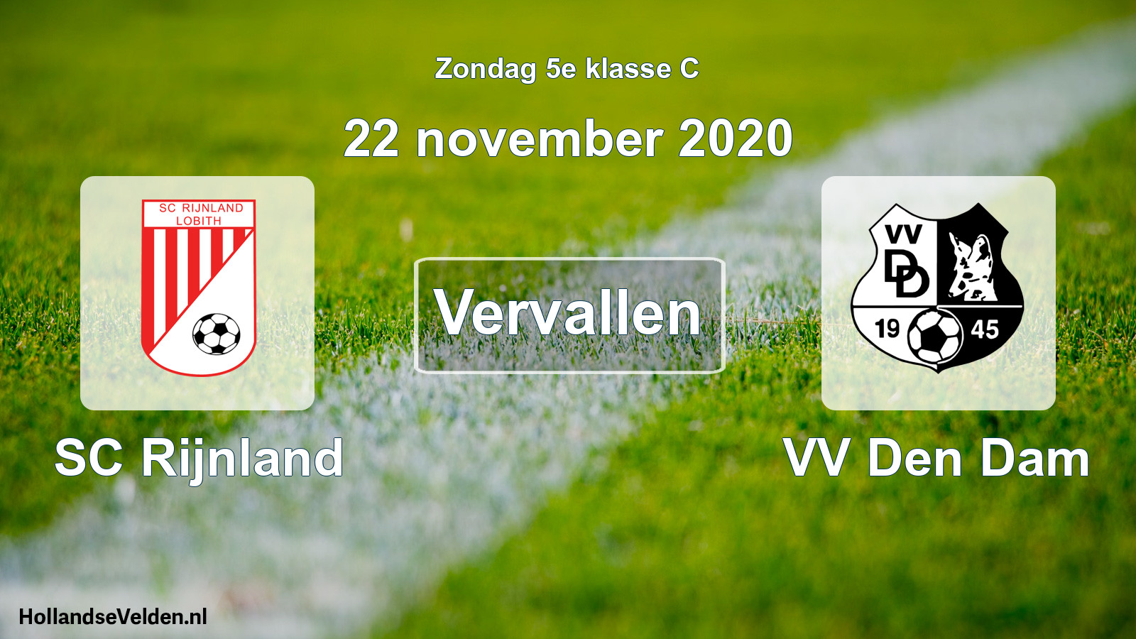 Scheduled Match: SC Rijnland - VV Den Dam (22 November 2020)