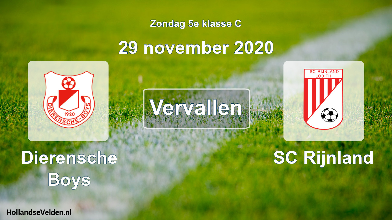 Scheduled Match: Dierensche Boys - SC Rijnland (29 November 2020)