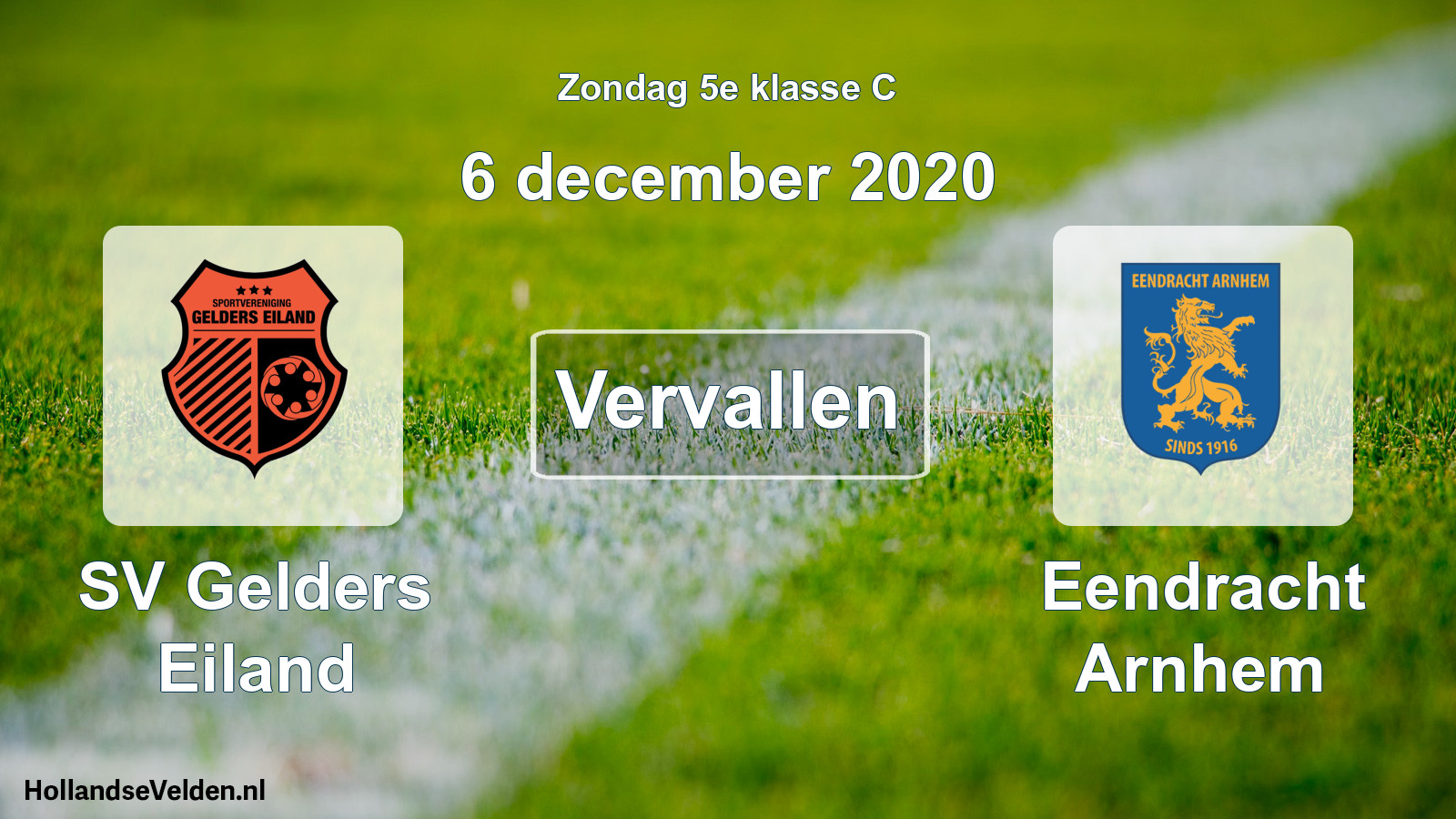 Scheduled Match: SV Gelders Eiland - Eendracht Arnhem (6 December 2020)