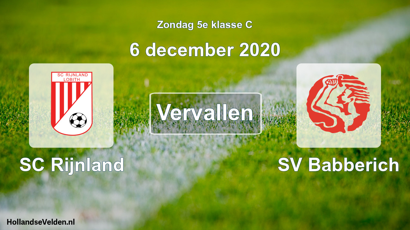 Scheduled Match: SC Rijnland - SV Babberich (6 December 2020)