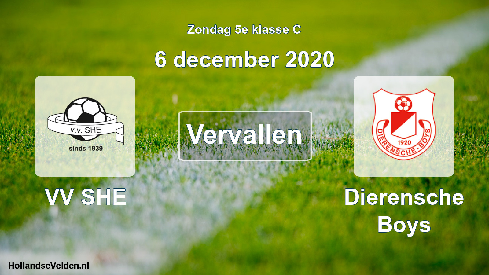 Scheduled Match: VV SHE - Dierensche Boys (6 December 2020)