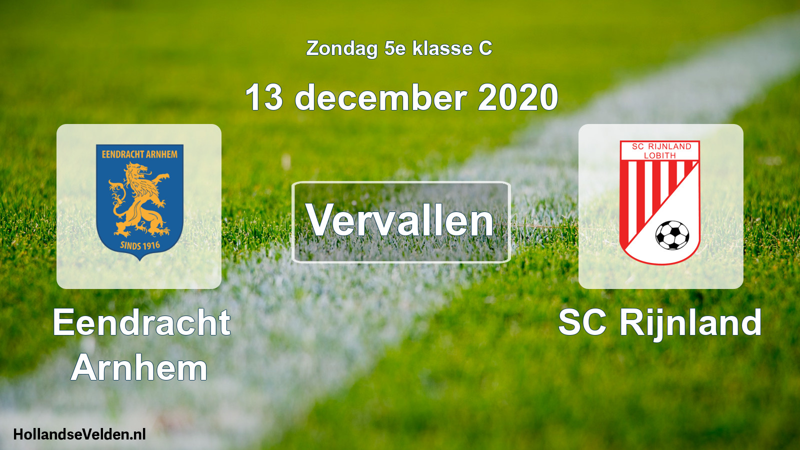 Scheduled Match: Eendracht Arnhem - SC Rijnland (13 December 2020)