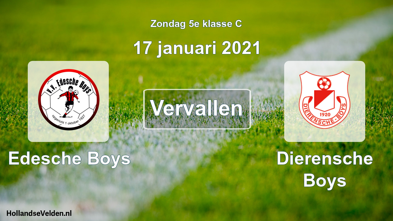 Scheduled Match: Edesche Boys - Dierensche Boys (17 January 2021)