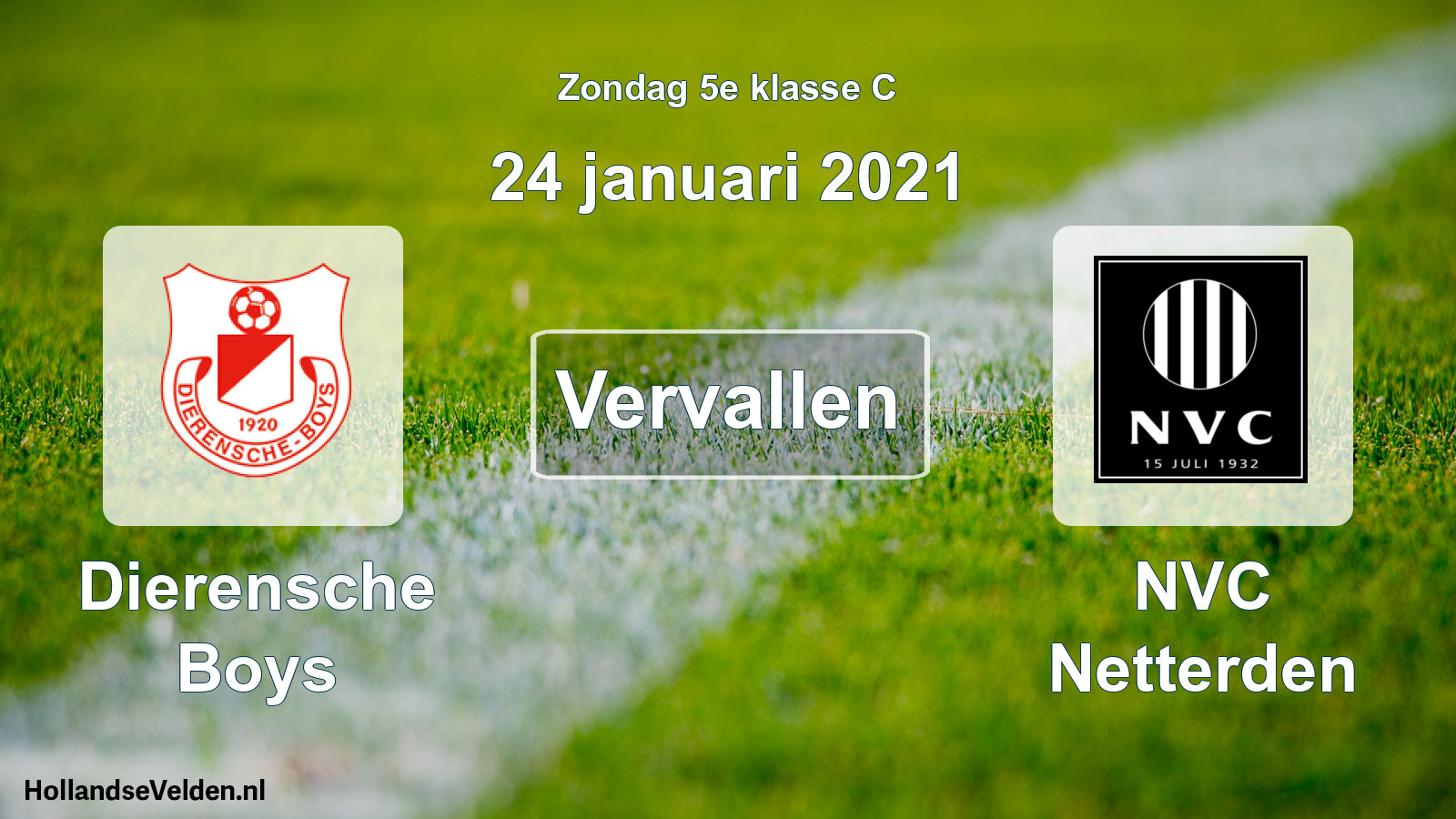 Scheduled Match: Dierensche Boys - NVC Netterden (24 January 2021)