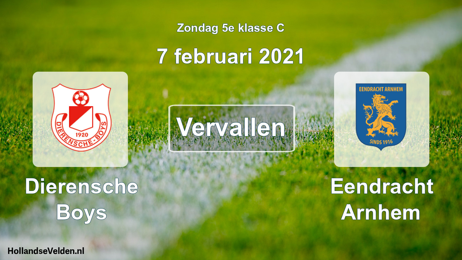 Scheduled Match: Dierensche Boys - Eendracht Arnhem (7 February 2021)