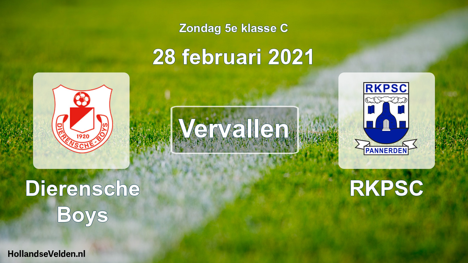 Scheduled Match: Dierensche Boys - RKPSC (28 February 2021)
