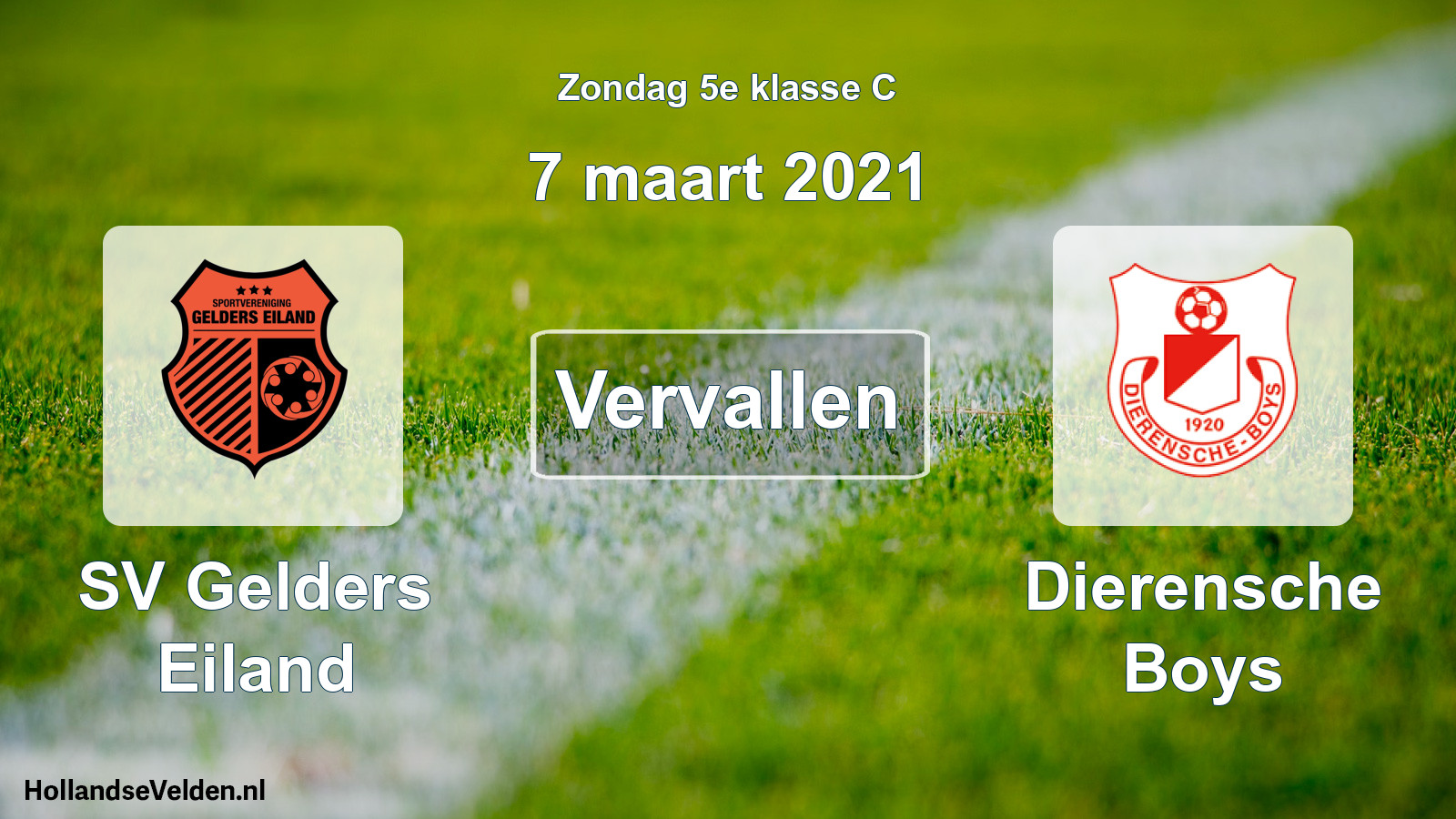 Scheduled Match: SV Gelders Eiland - Dierensche Boys (7 March 2021)