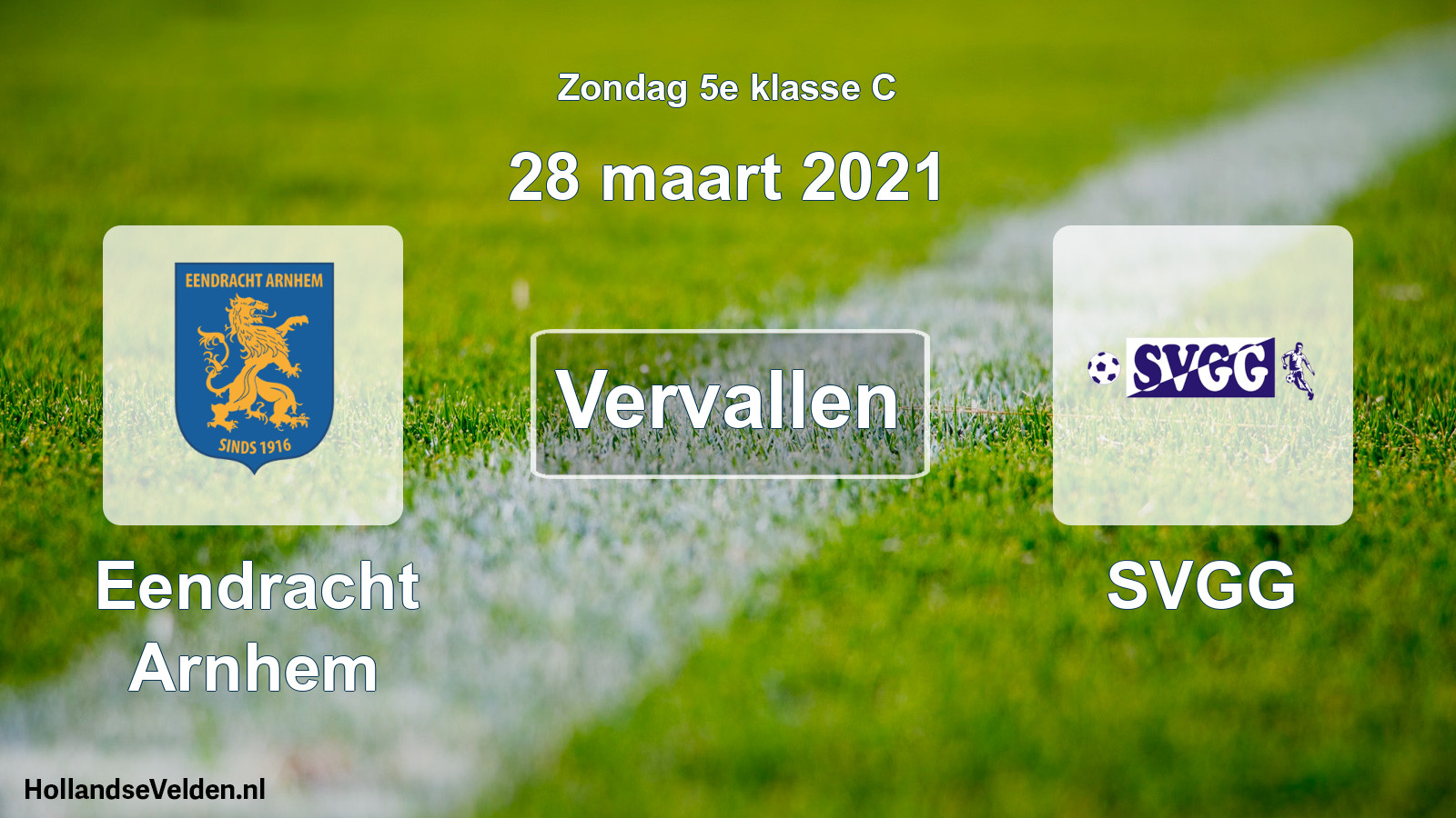 Scheduled Match: Eendracht Arnhem - SVGG (28 March 2021)