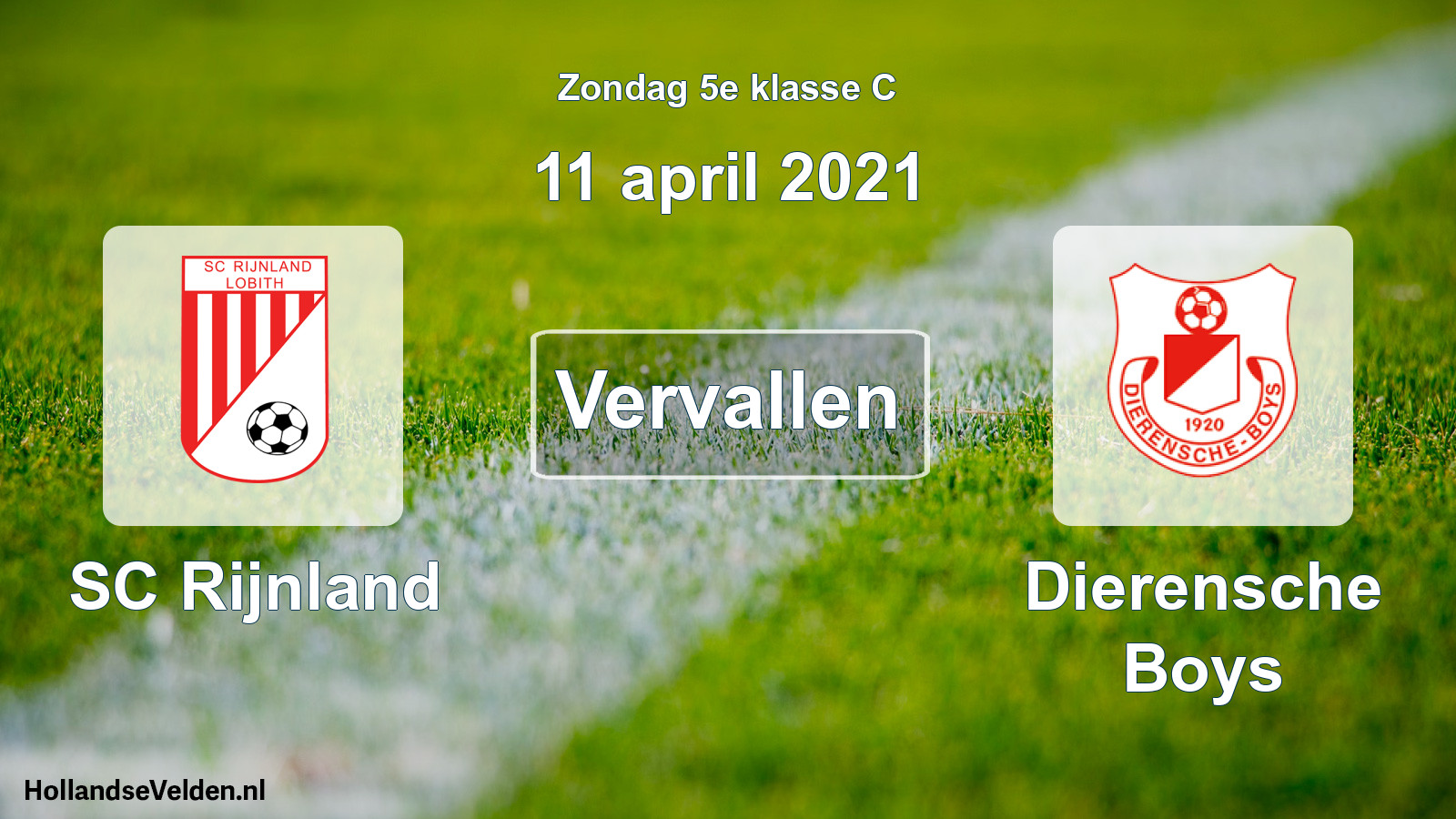 Scheduled Match: SC Rijnland - Dierensche Boys (11 April 2021)