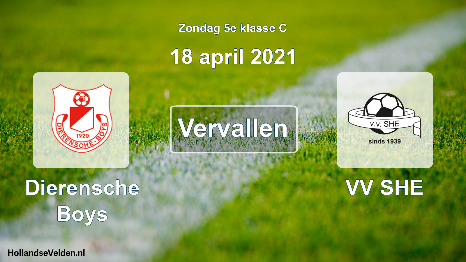 Scheduled Match: Dierensche Boys - VV SHE (18 April 2021)