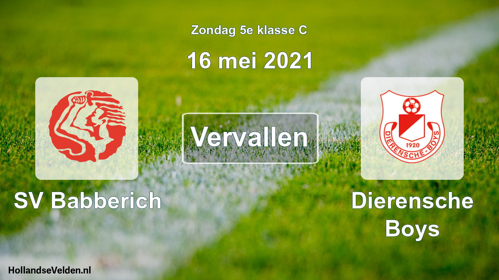 Scheduled Match: SV Babberich - Dierensche Boys (16 May 2021)